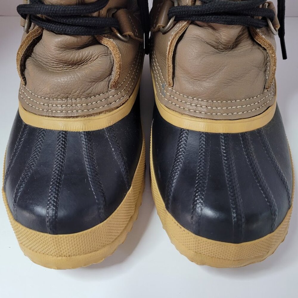 SOREL Wool Lined "Manitou" Womens Size 6 Boots Brown/Black/Yellow Vintage Rare - Picture 4 of 13